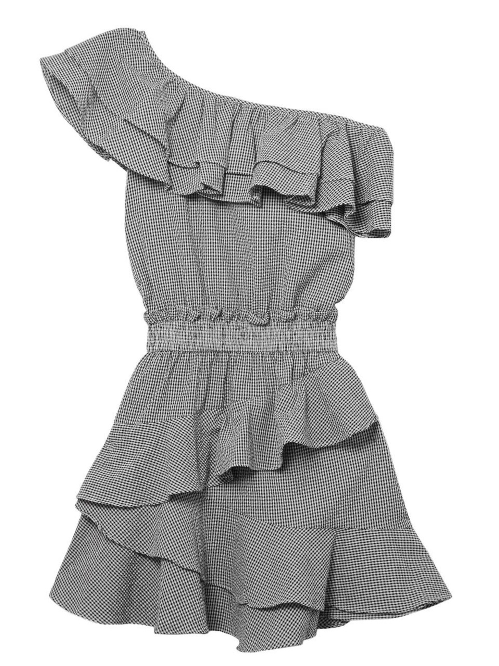 LoveShackFancy Ruffle Black and White Gingham Dress Size XS